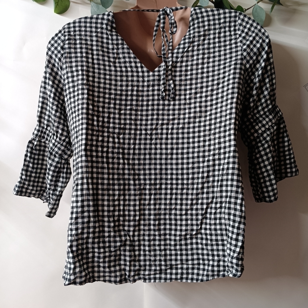 Maurices Black and White Gingham Blouse - Picture 6 of 8